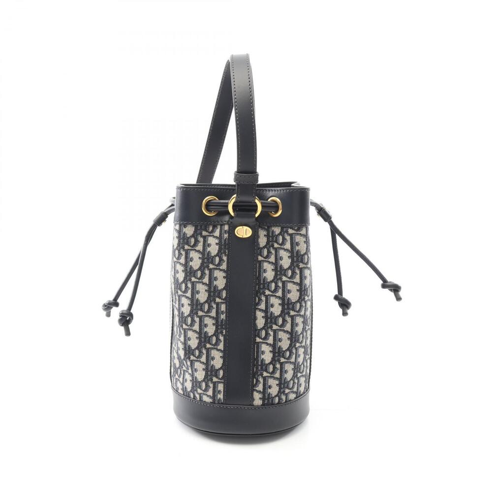 Dior Oblique Backpack Rucksack Daypack Canvas Leather Beige Navy Blue